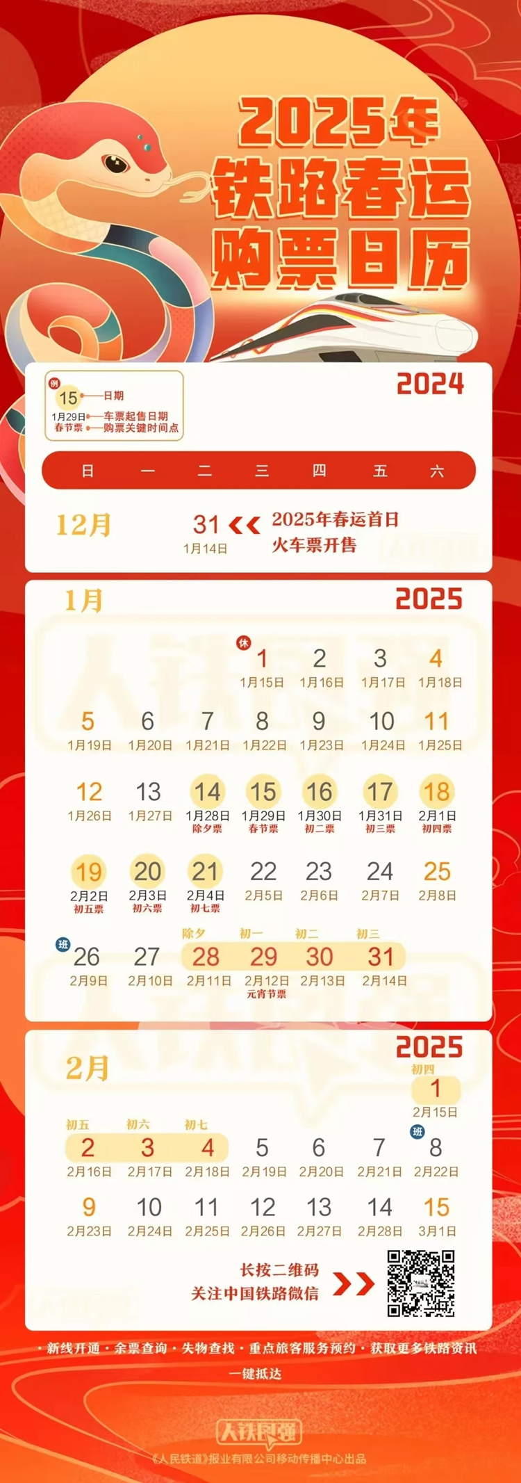 2025年春运火车票，开售